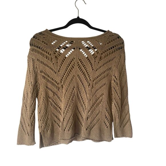RD Style Women's Size Medium Brown Open‎ Knit Coastal Boho Top - Picture 4 of 9